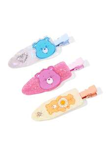 SHEIN X Care Bears 3件組可愛卡通圖案髮夾，禮物，髮飾 - 彩色 - 查看 6