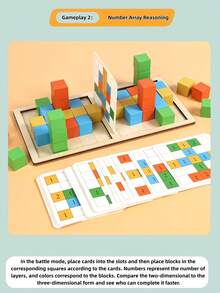 2 Player Wooden 3D Building Blocks Duel Logic Thinking Training Game Parent Child Interactive Educational Toy For Family Christmas Stocking Fillers Holiday Gift Ideas Must Haves - Multicolor - View 9