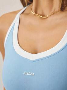 Aralina 女款休閒對比色背心，適合夏季運動穿搭與機場造型 - 淺藍色 - 查看 5