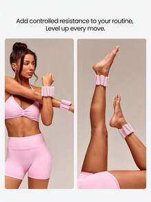 GLOWMODE 1-Pair 1.2 Lbs CorePulse Adjustable Weighted Wristband Weights With Silicone Strap Training Yoga Gym Studio Fitness Accessory - Pink - View 2