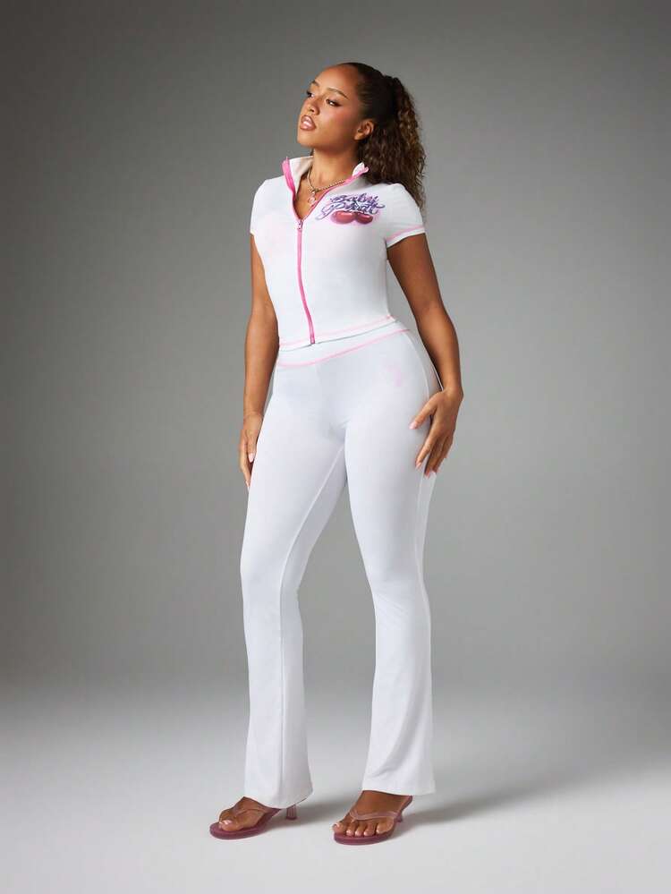 BABYPHAT SDBP54 - Quần legging ống loe kéo lên - trắng - Xem 4