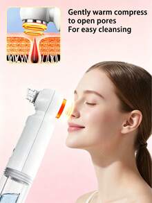 JMMO 1 Piece Electric Blackhead Removal Tool With Heating Function (6 Interchangeable Heads), Portable USB Rechargeable Pore Cleaner, Can Clean The Face And Remove Blackheads, Suitable For Daily Home, Beauty And Skincare, (Built-In 300mAh Lithium Battery) - View 4