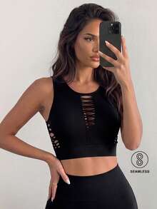 Sirith Seamless Minimalist Sports T-Shirt & Tank Top, Suitable For Summer - Black - View 1