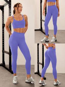 GLOWMODE 24" Peakbum Powersculpt™-Air Sculpt Flex 吸濕排汗涼感 V腰提臀運動緊身褲 高強度健身跑步訓練 秋冬款 - 長春花藍 - 查看 7