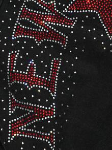 Manfinity EMRG Men's Hip-Hop Street Style Star Rhinestone Club Washed Black Denim Shorts - Black - View 6