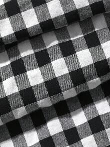 FRIFUL Women's Summer New Plaid Embroidery Print Pleated Loose Casual Versatile Long Dress Sundress - Black and White - View 3