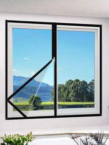 Zipper-Style Self-Adhesive Mosquito Screen, Suitable For Home Windows, Detachable - Black Border - View 8