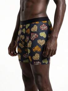 Rest Era Men's Underwear Leopard Zebra Giraffe Heart Graphic Long‑Leg Boxer Briefs, Dark Tone Daily Bottoms - Multicolor - View 4