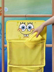 SpongeBob SquarePants | SHEIN 1 Buah Rak Bermotif Kartun Dapat Digantung dan Disimpan, Cocok Digunakan di Belakang Pintu, Lemari Pakaian, dan Tempat Lainnya, Kapasitas Besar, Dapat Menyimpan Pakaian, Tas, Barang-barang Kecil, dll., Cocok untuk Semua Orang, Terutama Cocok untuk Spons Merah Muda, Dunia Bawah Laut - Kuning - View 2