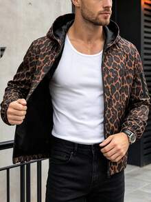 Manfinity Homme 男士街頭風全豹紋連帽夾克，適合日常穿著、派對、戶外活動、通勤、街頭風格、度假 - 彩色 - 查看 7