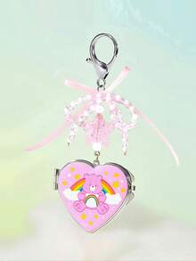 SHEIN X Care Bears 時尚心形鏡子鑰匙圈包飾吊飾，紀念品收藏品，適用於禮物、錢包、書包、背包、汽車配件 - 彩色 - 查看 2
