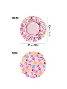 SHEIN X Care Bears 升級版雙層布料護髮帽，寬邊彈性緞面睡眠帽，柔軟舒適，適合居家日常睡眠穿戴 - 粉色 - 查看 8
