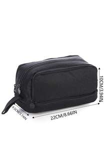 Large Capacity 4 Compartments Multi-Layer Zipper Stationery Bag, Standable On Desktop, Portable With Handle, Suitable For Office, School, College, Adults, Black, Back-To-School Gift, School Supplies, Pencil Pouch, School Bag - Multicolor - View 3