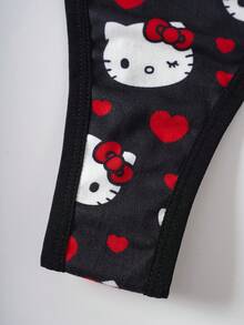 HELLO KITTY AND FRIENDS | SHEIN Cartoon Print Bra And Panty Set - Black - View 7