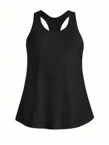 SHEIN Velisys Conjunto de 3 piezas de camiseta deportiva de tirantes con espalda de corredor de unicolor talla grande - Multicolor - Ver 4
