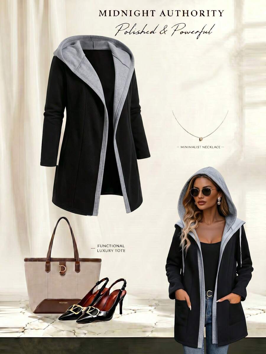 Yalmera Women's Patchwork Hooded Casual Jacket Fall Winter Cloth For Women - Multicolor - View 1