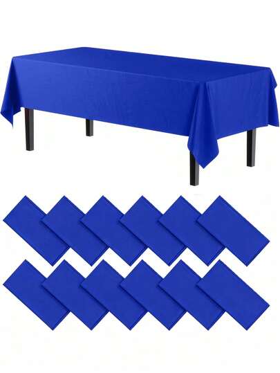 3/6/12pcs Royal Blue Disposable Plastic Tablecloth - 54in X 108in - Suitable For Parties And Picnics, Fit For Weddings, Christmas, Thanksgiving, Halloween