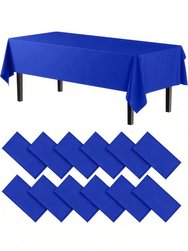 3/6/12 piezas Mantel de plástico desechable azul real - 54in X 108in - Adecuado para fiestas y picnics, apto para bodas, Navidad, Acción de Gracias, Halloween