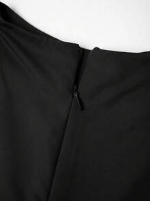 SHEIN Clasi 女款純色立領上衣與花卉印花裙休閒日常兩件套 - 黑色 - 查看 4