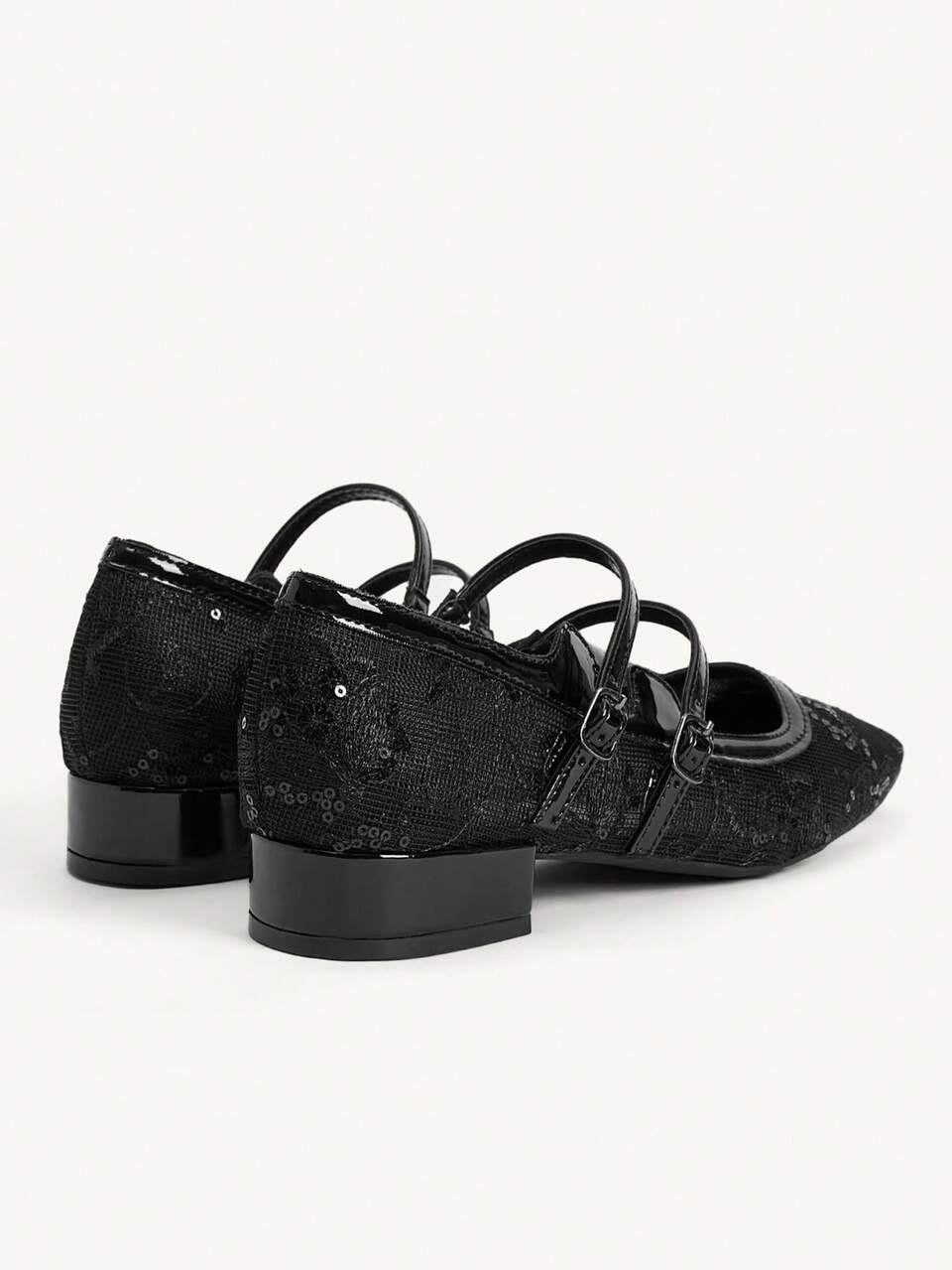 CUCCOO CHICEST Women's Mesh Sequined Buckle Design Daily Travel Versatile Fashion Flat Shoes