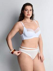 Slumbrini Plus Size Women's White Lace Sexy Bra - With Thin Padding And Lining, Comfortable Push-Up Design - White - View 6