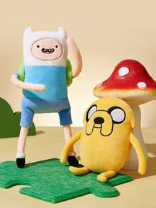 ADVENTURE TIME X SHEIN 1個卡通毛絨娃娃，由柔軟材質製成，配有精美刺繡，可放置在沙發或車內作為裝飾，適合作為禮物 - 黃色 - 查看 2