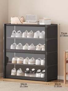 1 Dust-Proof Shoe Rack, Storage Shelf, Space-Saving, Sturdy And Stylish, Easy To Assemble And Disassemble, Portable, Suitable For Living Room, Bedroom, Entrance, Office And Home, Multi-Layer Storage, Holiday Gift - Multicolor - View 12