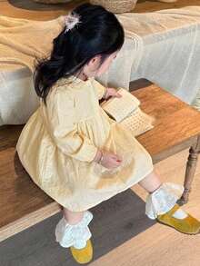 Dazy Kids 嬰兒女童圓領刺繡卡通可愛無袖中長洋裝 - 粉色 - 查看 1