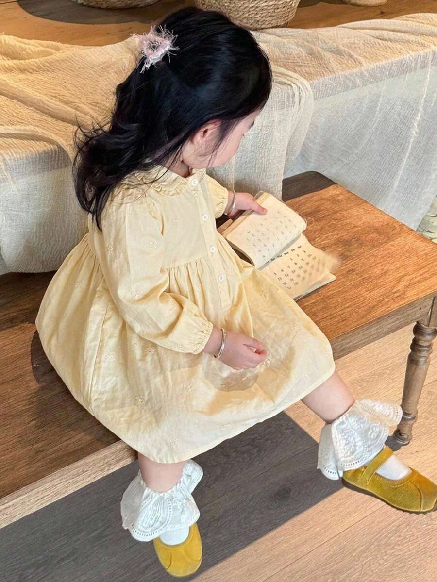 Dazy Kids 嬰兒女童圓領刺繡卡通可愛無袖中長洋裝 - 粉色 - 查看 1