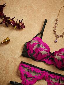 PinupPomp 4pcs Women's Sexy Lingerie Set - Hot Pink - View 4
