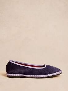 Rosivie Zapatos de mujer de terciopelo púrpura, clásicos y suaves, tipo slip-on, básicos, de suela plana y vamp bajo - Morado - Ver 8
