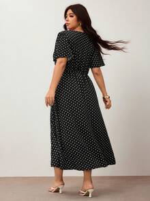 Enliva Plus Size Black And White Twist Knot Casual Elegant Vacation Dress, For Apple And Rounded Body Shape Tea Party Summer - Multicolor - View 2