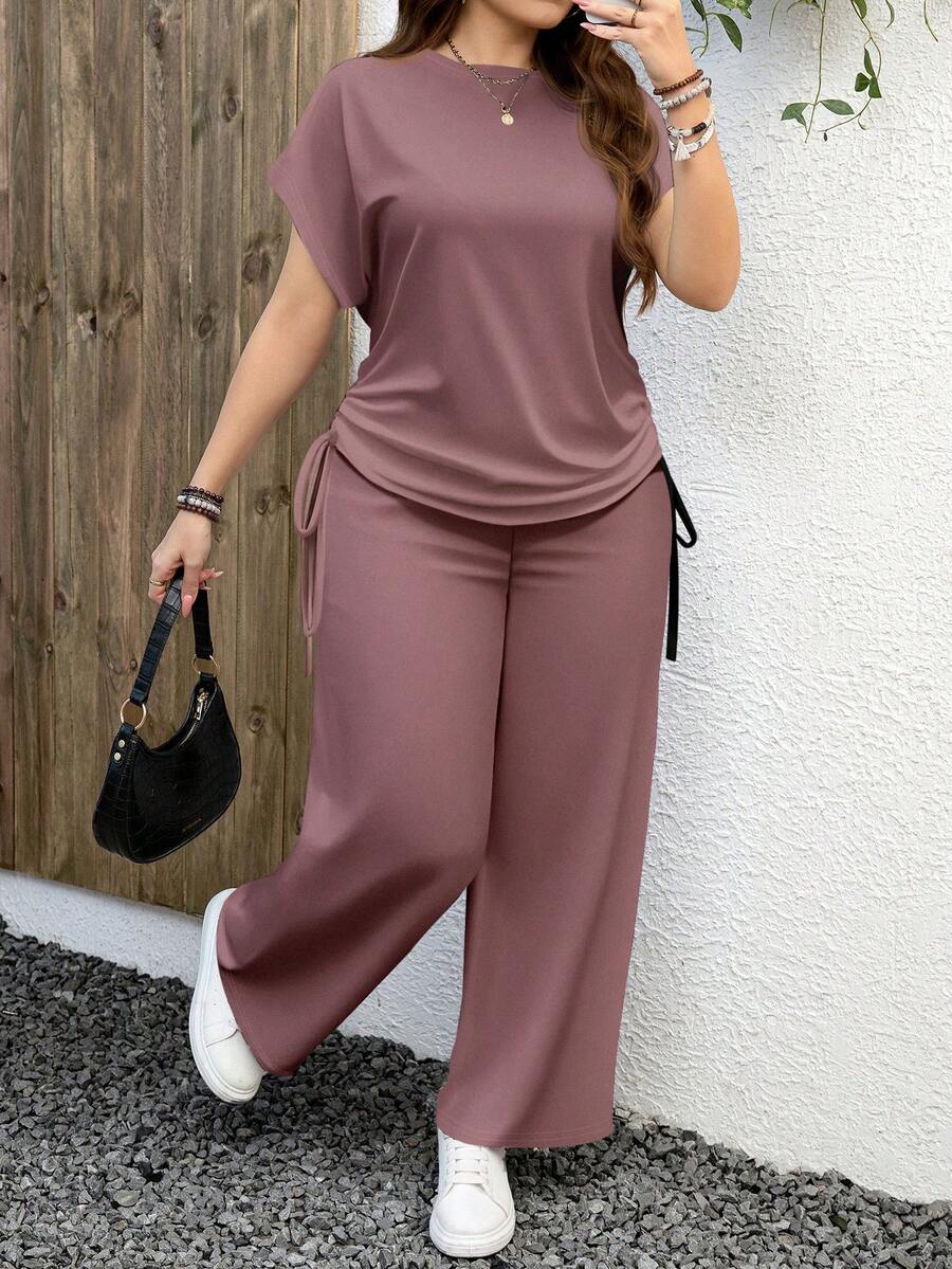 EMERY ROSE Lässiges minimalistisches Leopardenmuster 2 Stücke Set in Große Größen, geeignet für den Sommer - Verschiedenfarbig - Übersicht 1