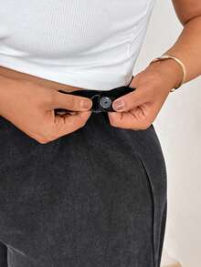 Plussiva Celana Panjang Longgar Kasual Ukuran Plus untuk Ibu Hamil Musim Gugur - Dark Grey - View 6