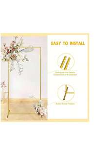 Metal Arch Back Support, Gold Wedding Arch Stand, Birthday Party Ceremony, Square And Rectangular Frames, Outdoor And Indoor Celebration Decorations - Gold - View 6