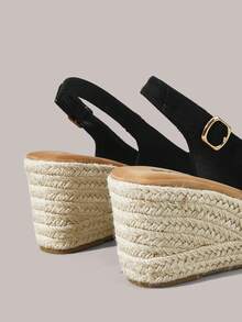 Styleloop Sandal Wedges Platform Wanita Ideal Untuk Liburan & Perjalanan Gaya Boho Pakaian Liburan Perlengkapan Perjalanan - Hitam Klasik - View 6