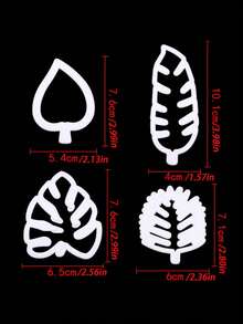 4pcs Palm Leaf Shaped DIY Plastic Durable Kitchen Baking Cookie Cutter - White - View 3
