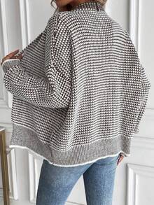 EMERY ROSE Women's Dropped Shoulder Long Sleeve Gradient Knit Cardigan - Brown - View 2