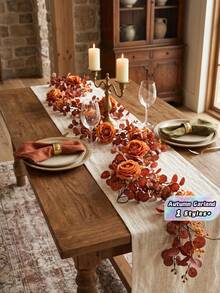 180CM Silk Fabric Orange Money Grass Starry Sky Wicker 1 Piece Autumn Style Thanksgiving Halloween Wicker Home Decor Tabletop Decoration For Parties Weddings - Orange - View 1
