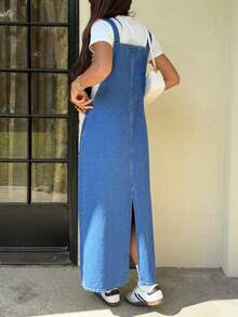 Rivivi Women's Casual Long Denim Overall Dress None, Travel Light Blue Autumn - Blue - View 2