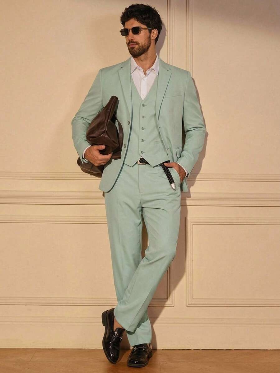 SIGLOCORE Hombres con botón delantero Blazer & Chaleco & Pantalones de traje - verde menta - Ver 1