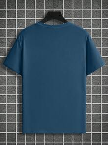 Manfinity Homme Men's Solid Color Short Sleeve T-Shirt - Blue - View 5