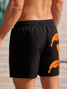 VIVINTIMO Pantalones cortos de playa con cordón y estampado floral para hombre, vacaciones - Naranja - Ver 2