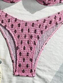 Swim Vcay Setelan Baju Renang Dua Potong Wanita Musim Panas untuk Pantai dengan Motif Cetak Seluruh Permukaan, Tali Bahu Tipis dan Bawahan Segitiga - MultiWarna - View 6