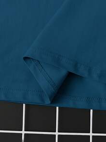 Manfinity Homme Men's Solid Color Short Sleeve T-Shirt - Blue - View 3