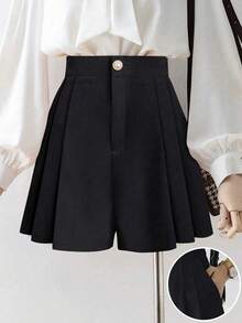 EMERY ROSE Pantalones cortos casuales con cintura elástica y pliegues para tallas grandes - Multicolor - Ver 1