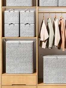 Bolsa de almacenamiento plegable con asa & cremallera, organizador transpirable de gran capacidad, bolsa portátil reforzada para ropa de cama, mantas & edredones, cesto multifuncional para ropa, juguetes, ahorrador de espacio para dormitorio, hogar & residencia estudiantil - Multicolor - Ver 2