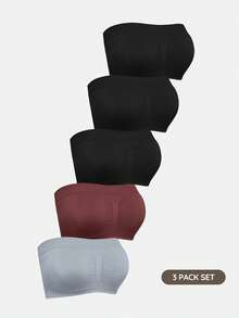 SHAPORA Conjunto De 5 Piezas De Sujetador De Tubo De Color Sólido Para Mujer - Multicolor - Ver 23