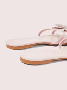 CUCCOO DOLLMOD Sandalias planas con tiras cruzadas y flores tridimensionales rosas, estilo dulce para mujer - Rosa - Ver 6