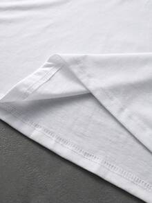 ROMWE MEN 男士字母骷髅印花休闲百搭通勤短袖Polo衫 - 黑與白 - 查看 6